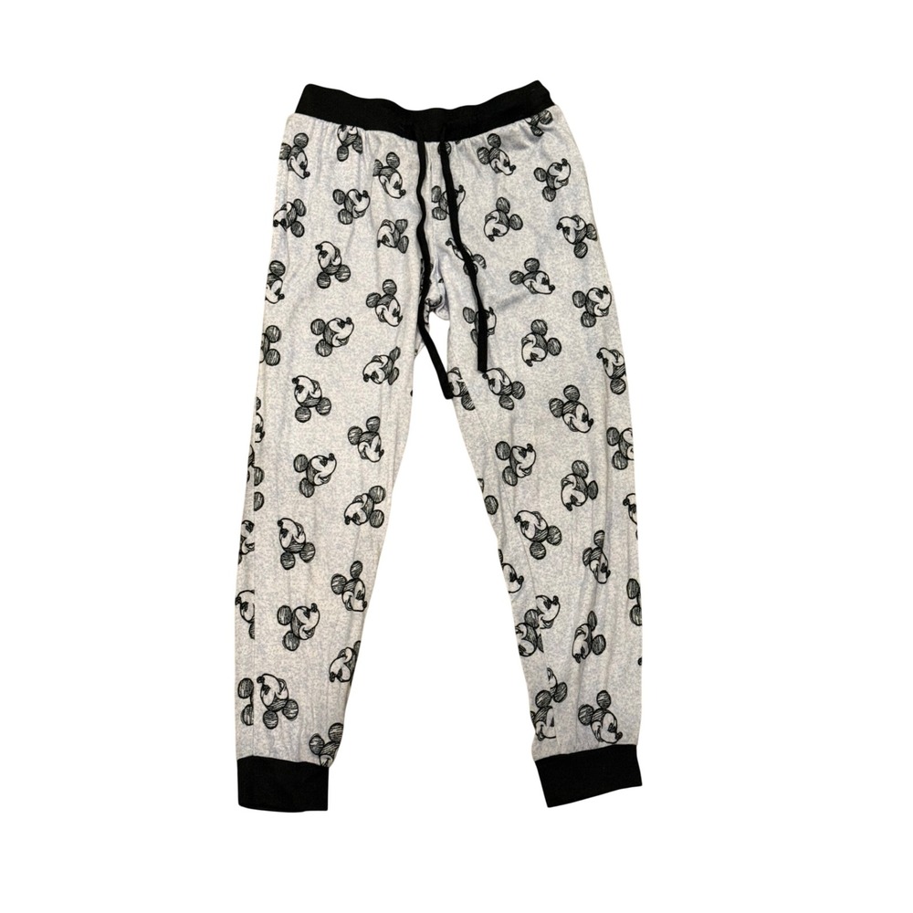 Disney Mickey Mouse Pajama Pants Womens Small‎ Gray Joggers Costco RN76292